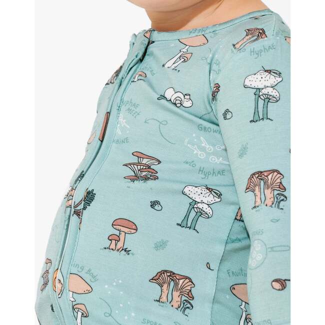 Mushroom Cycle Bamboo Convertible Footie, Blue - Footie Pajamas - 2