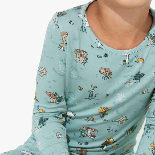 Mushroom Cycle Bamboo Kids Pajamas, Blue - Pajamas - 2