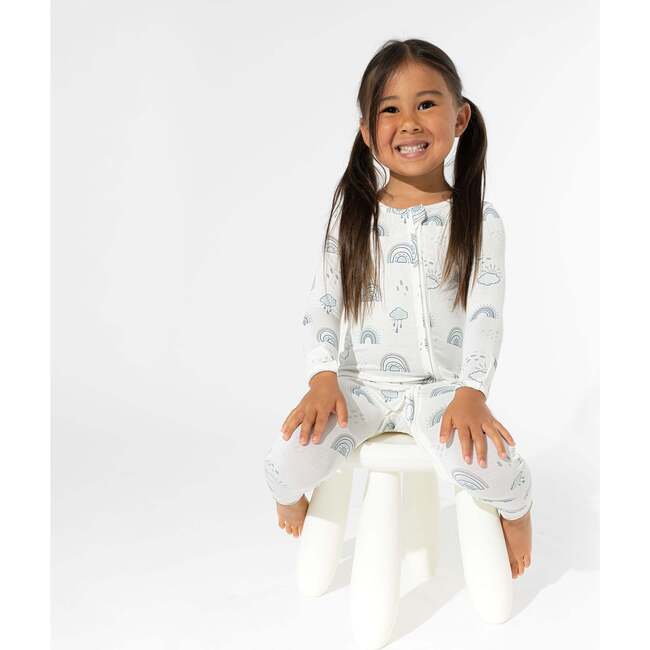 Grey Rainbows Bamboo Convertible Footie, White - Footie Pajamas - 2