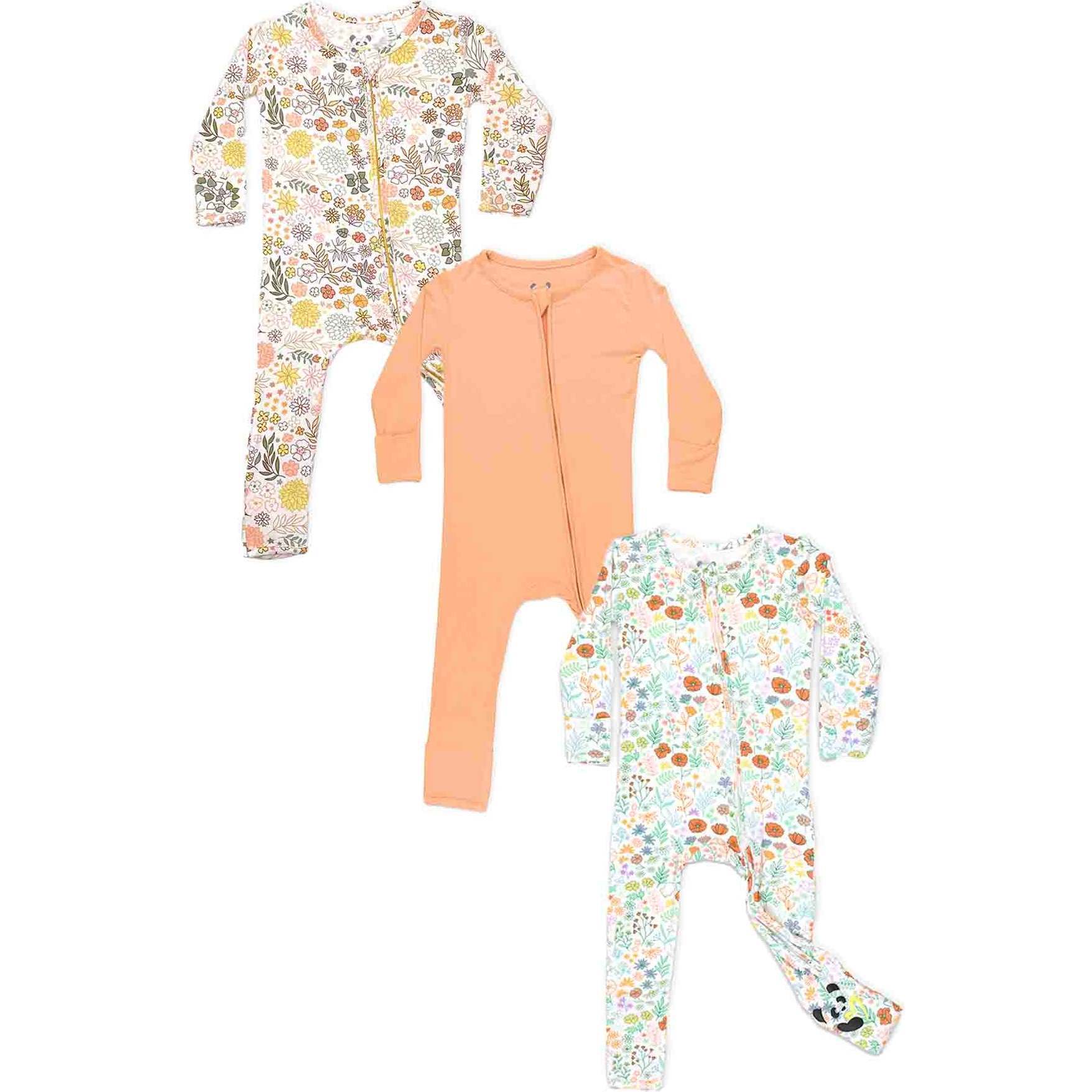 Flower Bliss Bundle - Bamboo Convertible Footies, Multi - Footie Pajamas - 1