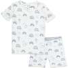 Grey Rainbows Bamboo Kids Pajama Short Set, White - Pajamas - 1 - thumbnail