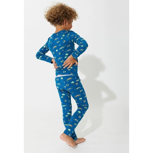 Monaco Blue Bamboo Kids Pajamas, Blue - Pajamas - 4