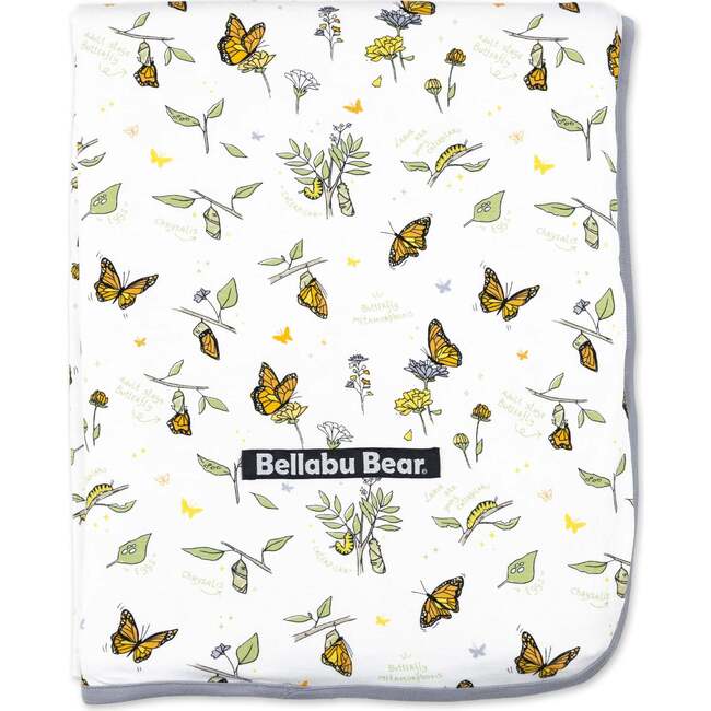 Monarch Butterfly & Mushroom Cycle Bamboo Blanket, Pink - Blankets - 3