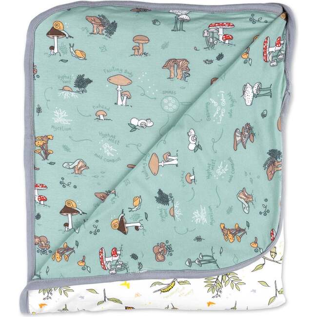 Monarch Butterfly & Mushroom Cycle Bamboo Blanket, Pink - Blankets - 4