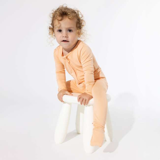 Peach Fuzz Bamboo Convertible Footie, Orange - Footie Pajamas - 3