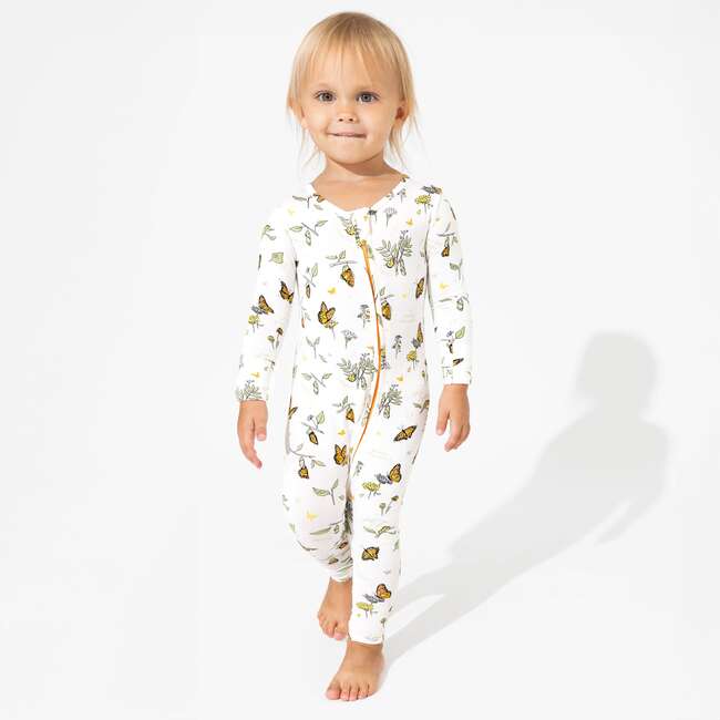 Monarch Butterfly Bamboo Convertible Footie, Pink - Footie Pajamas - 4