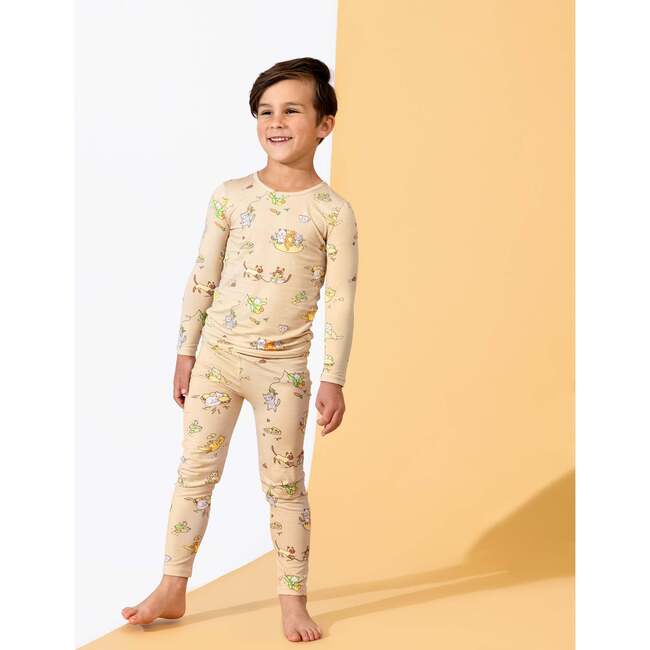 Foodie Cats Bamboo Kids Pajamas, Yellow - Pajamas - 2