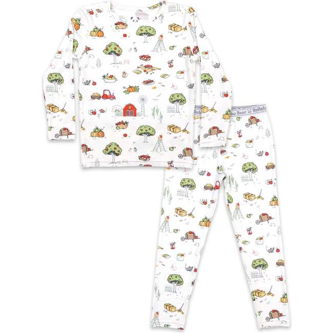 Fall Vibes Bamboo Kids Pajamas, White