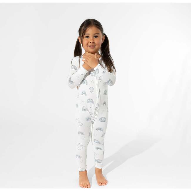 Grey Rainbows Bamboo Convertible Footie, White - Footie Pajamas - 3