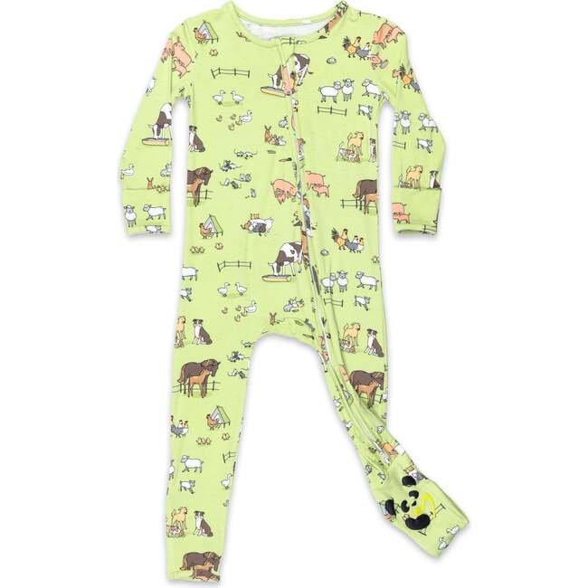 Farm Animals Bamboo Convertible Footie, Green