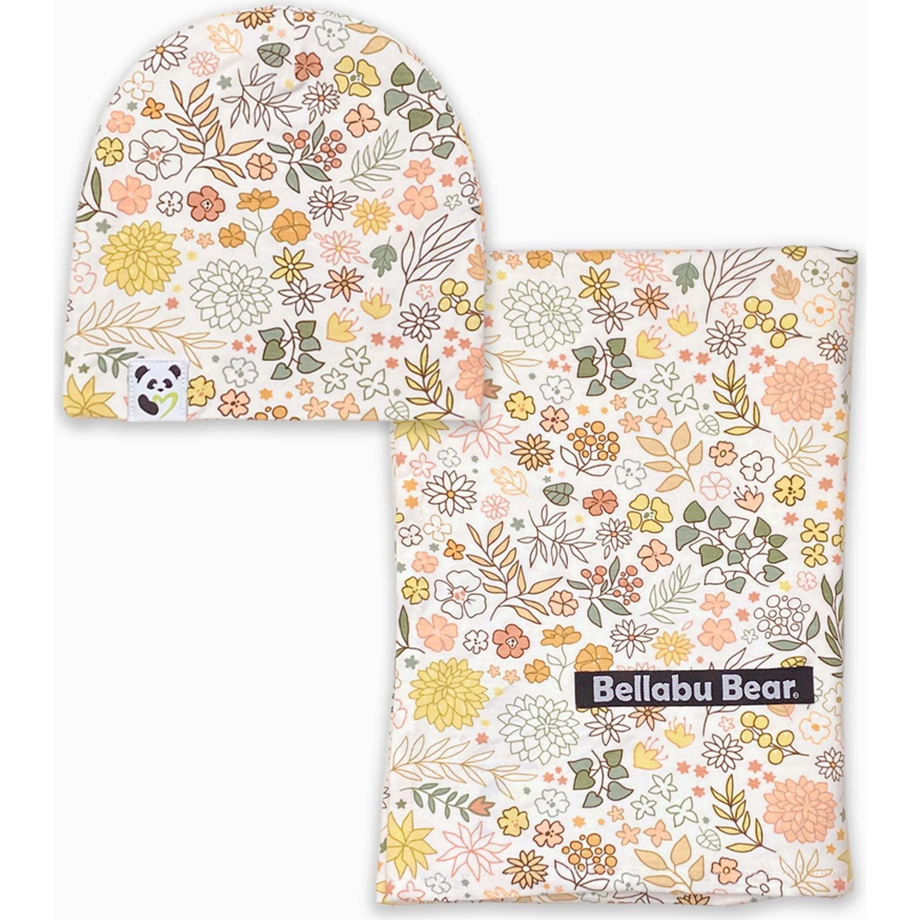 Fall Floral Bamboo Swaddle & Beanie Set, Florals - Swaddles - 1