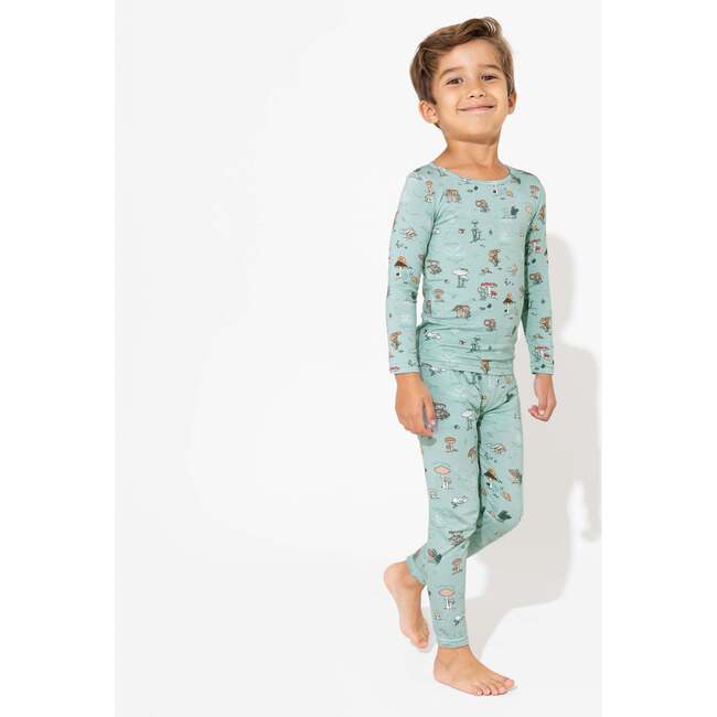 Mushroom Cycle Bamboo Kids Pajamas, Blue - Pajamas - 3