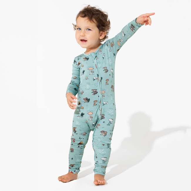 Mushroom Cycle Bamboo Convertible Footie, Blue - Footie Pajamas - 3