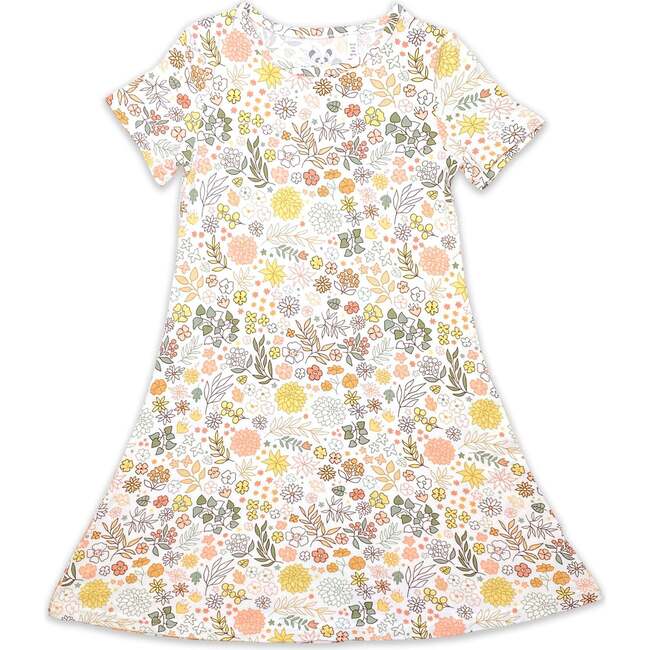 Fall Floral Bamboo Girls' Short Sleeve Dress, Florals