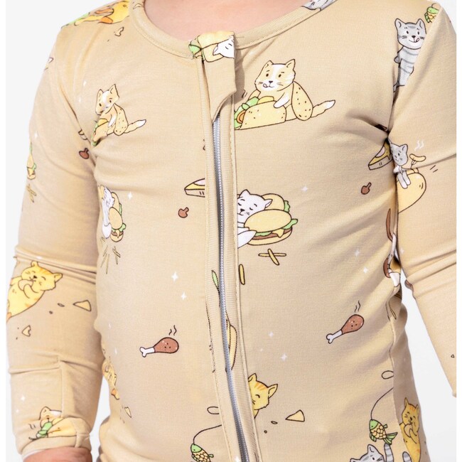 Foodie Cats Bamboo Convertible Footie, Yellow - Footie Pajamas - 3