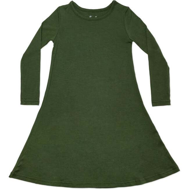 Evergreen Bamboo Girls' Long Sleeve Dress, Green