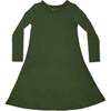 Evergreen Bamboo Girls' Long Sleeve Dress, Green - Dresses - 1 - thumbnail