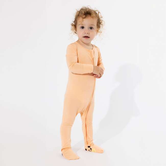 Peach Fuzz Bamboo Convertible Footie, Orange - Footie Pajamas - 4