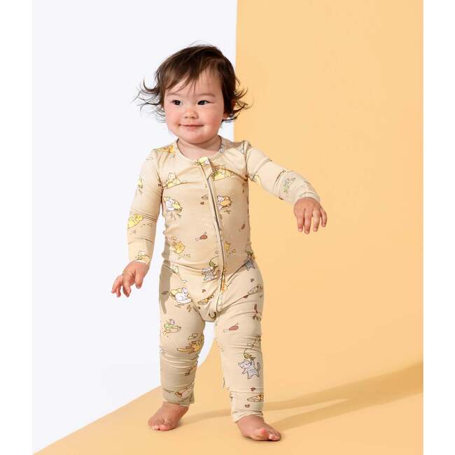 Foodie Cats Bamboo Convertible Footie, Yellow - Footie Pajamas - 4