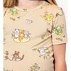 Foodie Cats Bamboo Kids Pajama Short Set, Yellow - Pajamas - 3