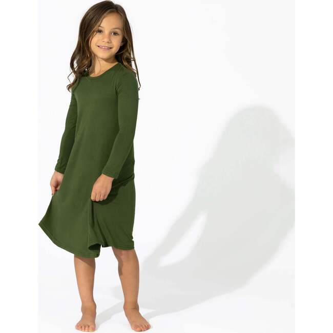 Evergreen Bamboo Girls' Long Sleeve Dress, Green - Dresses - 3