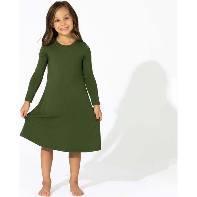 Evergreen Bamboo Girls' Long Sleeve Dress, Green - Dresses - 4