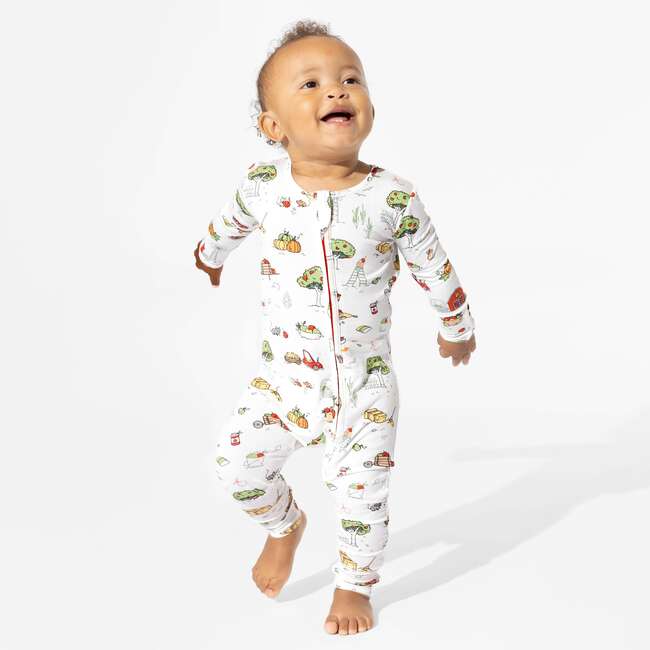 Fall Vibes Bamboo Convertible Footie, White - Footie Pajamas - 3