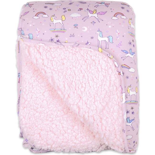 Enchanted Unicorn Bamboo Sherpa Blanket, Purple - Blankets - 1
