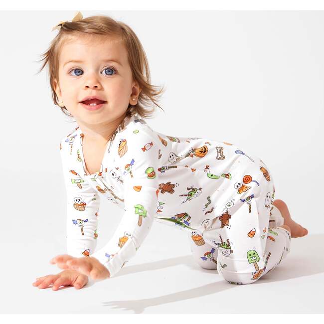 Halloween Treats Bamboo Convertible Footie, White - Footie Pajamas - 5