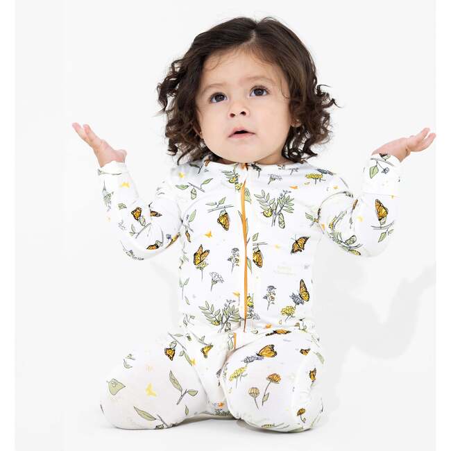 Monarch Butterfly Bamboo Convertible Footie, Pink - Footie Pajamas - 6