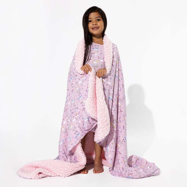 Enchanted Unicorn Bamboo Sherpa Blanket, Purple - Blankets - 2