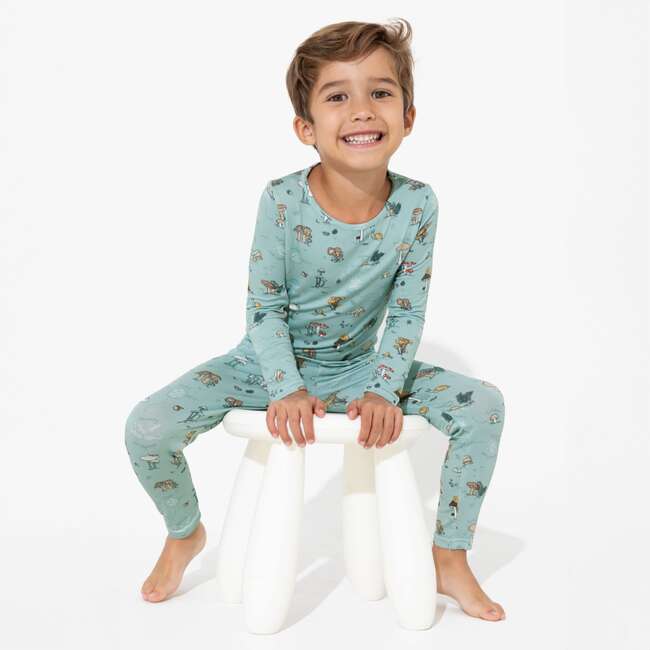 Mushroom Cycle Bamboo Kids Pajamas, Blue - Pajamas - 7