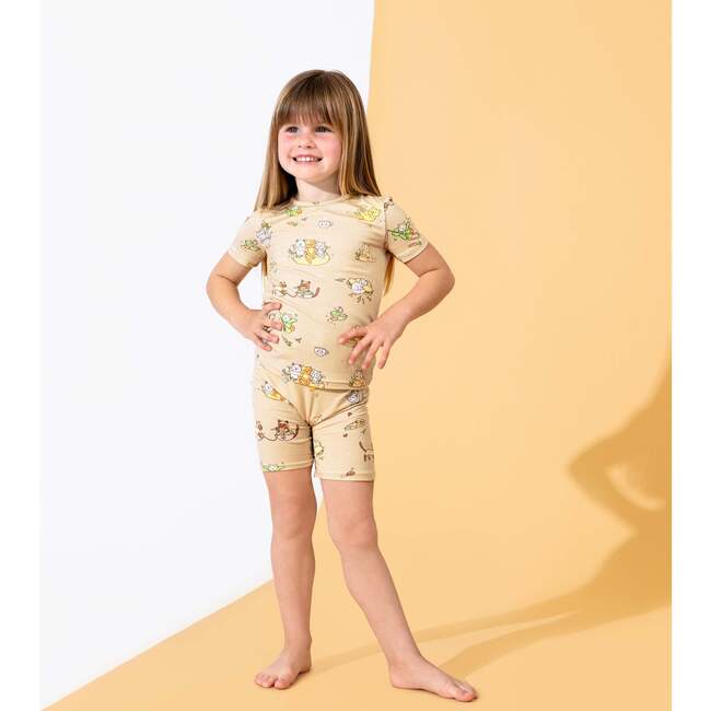 Foodie Cats Bamboo Kids Pajama Short Set, Yellow - Pajamas - 6