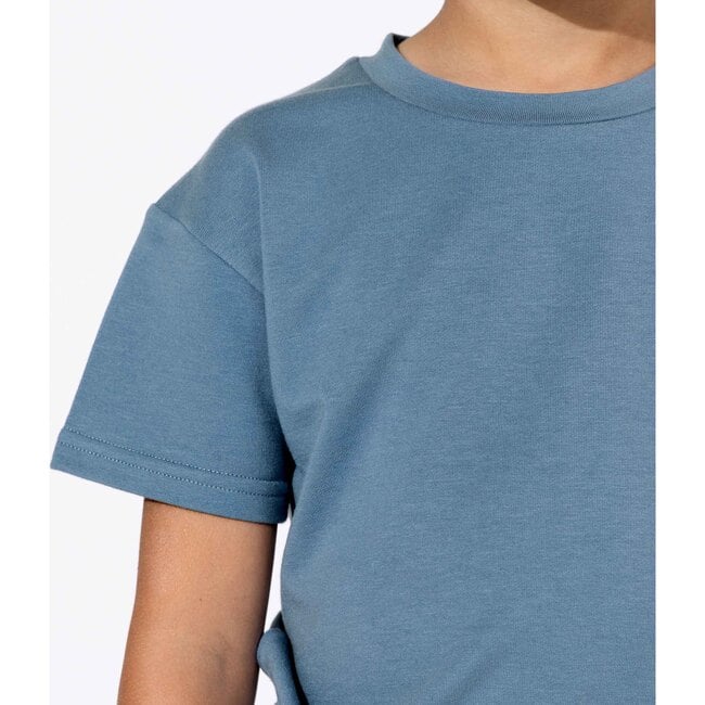 Oasis Teal Bamboo Terry Kids Oversized T-Shirt, Blue - T-Shirts - 3