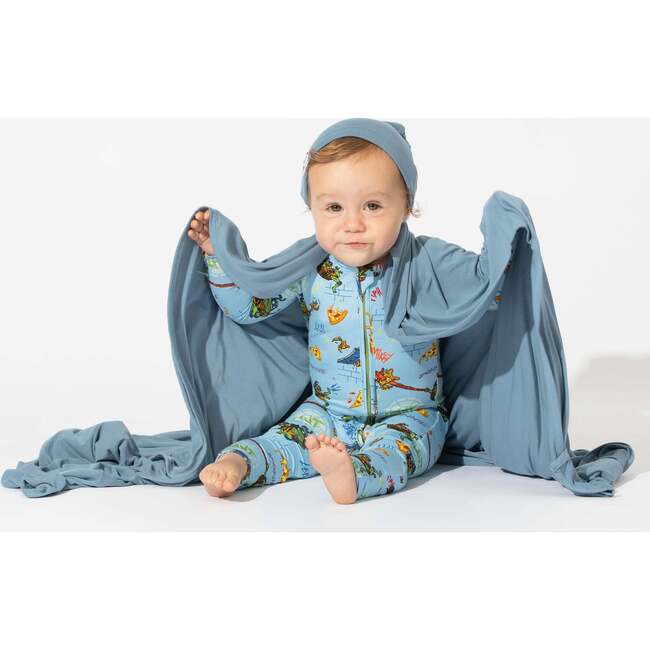 Oasis Teal Bamboo Swaddle & Beanie Set, Blue - Swaddles - 2