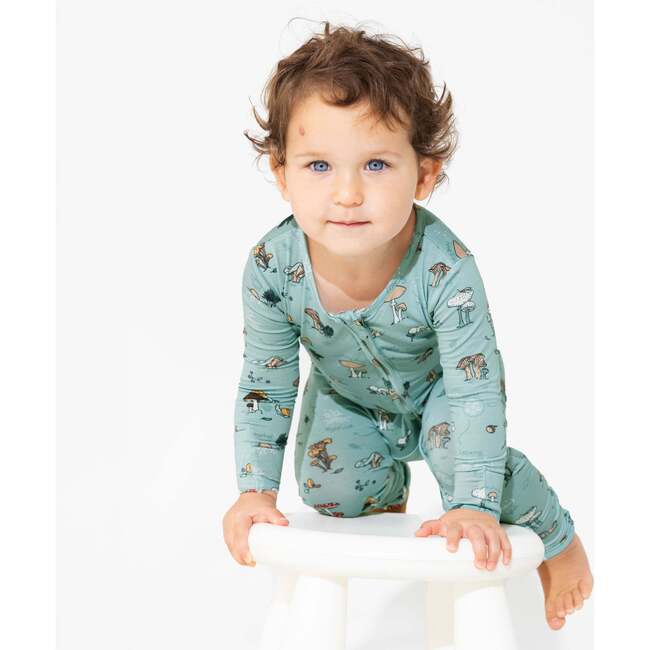 Mushroom Cycle Bamboo Convertible Footie, Blue - Footie Pajamas - 6