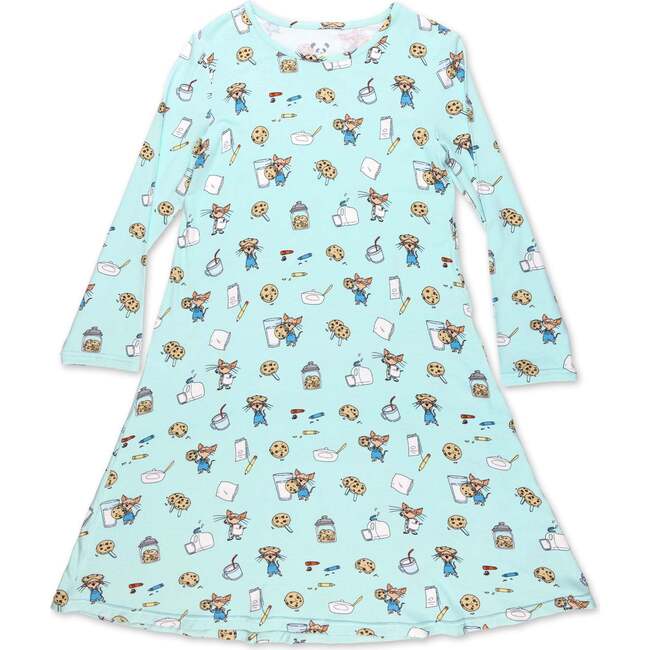 If You Give a Mouse a Cookie Bamboo Girls' Long Sleeve Dress, Blue