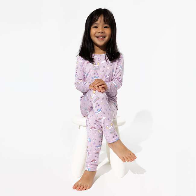 Enchanted Unicorn Bamboo Kids Pajamas, Purple - Pajamas - 2