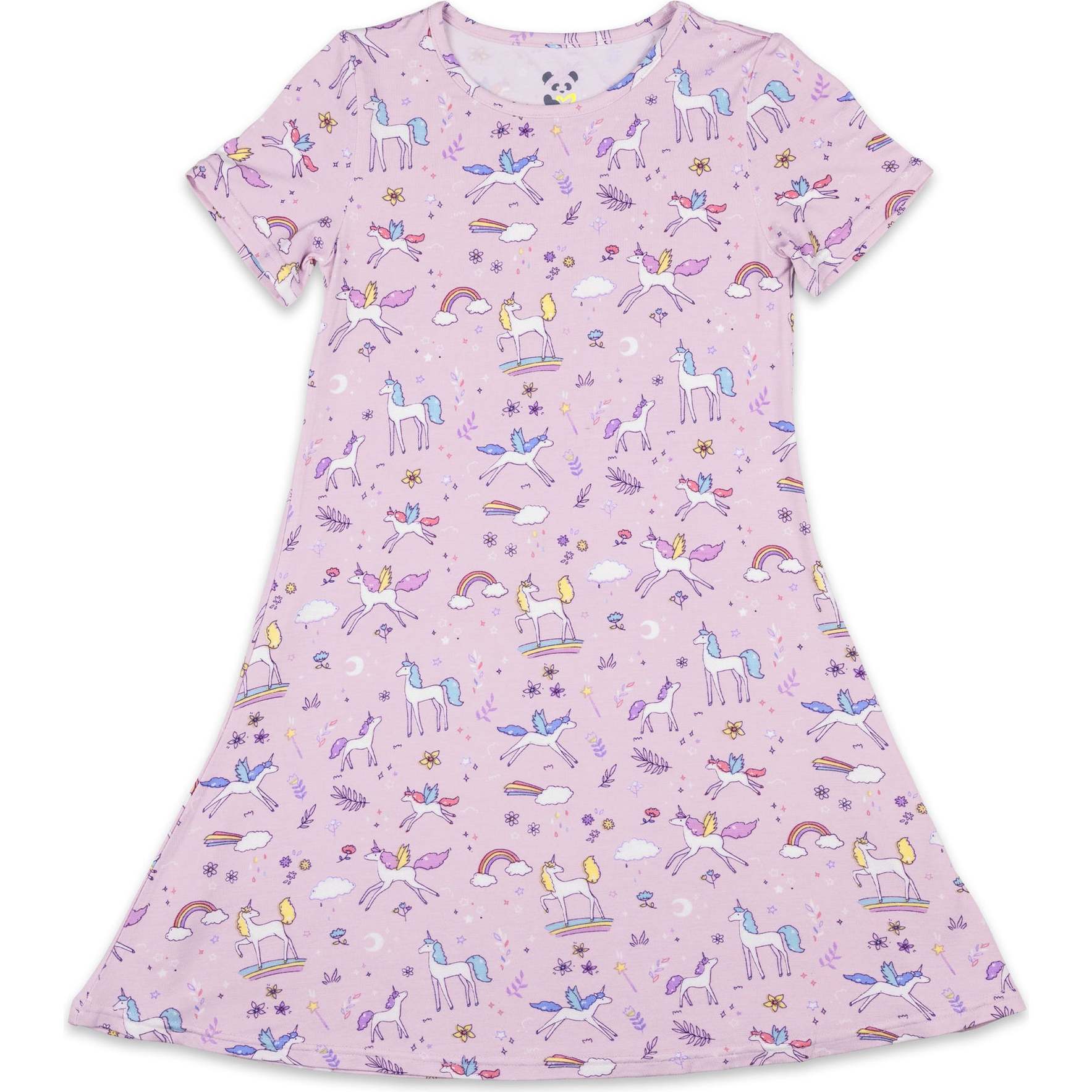 Enchanted Unicorn Bamboo Girls' Short Sleeve Dress, Purple - Dresses - 1