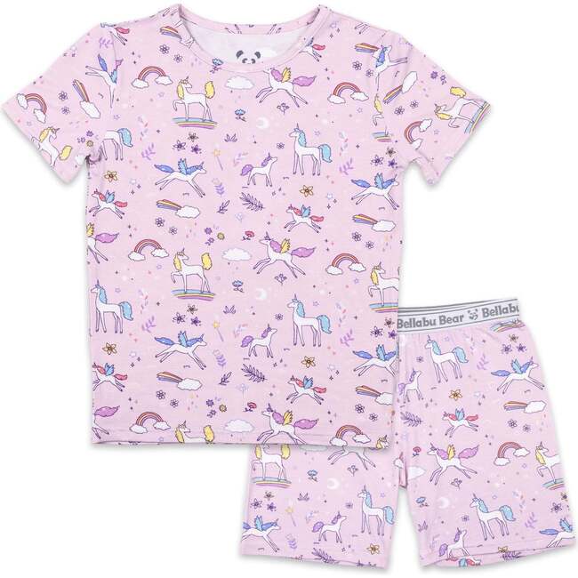 Enchanted Unicorn Bamboo Kids Pajama Short Set, Purple