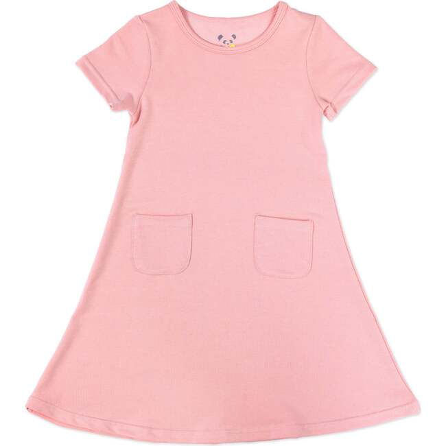 Dusty Rose Bamboo Terry Daywear Girls' Short Sleeve Dress, Pink