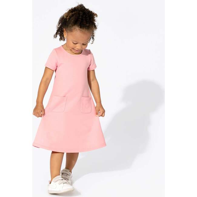 Dusty Rose Bamboo Terry Daywear Girls' Short Sleeve Dress, Pink - Dresses - 2