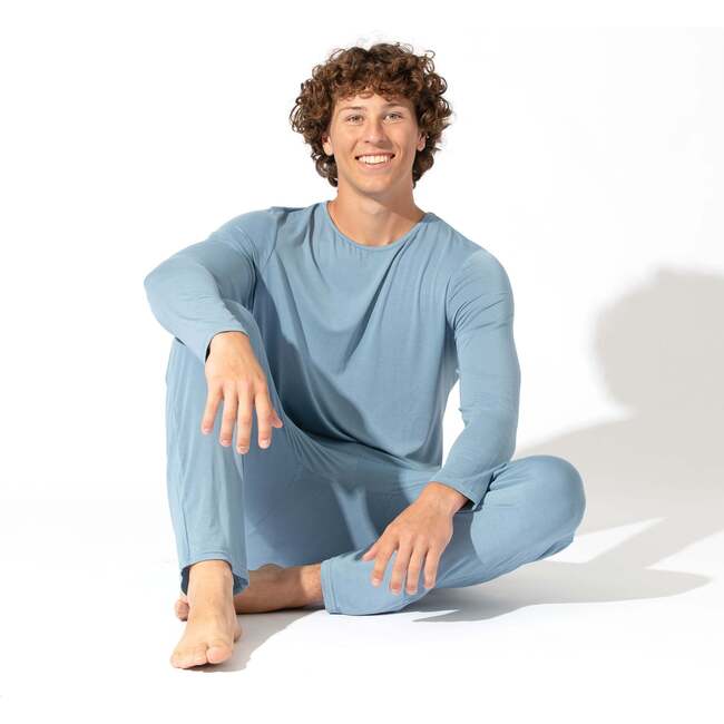 Oasis Teal Bamboo Men's Pajama Set, Blue - Pajamas - 3