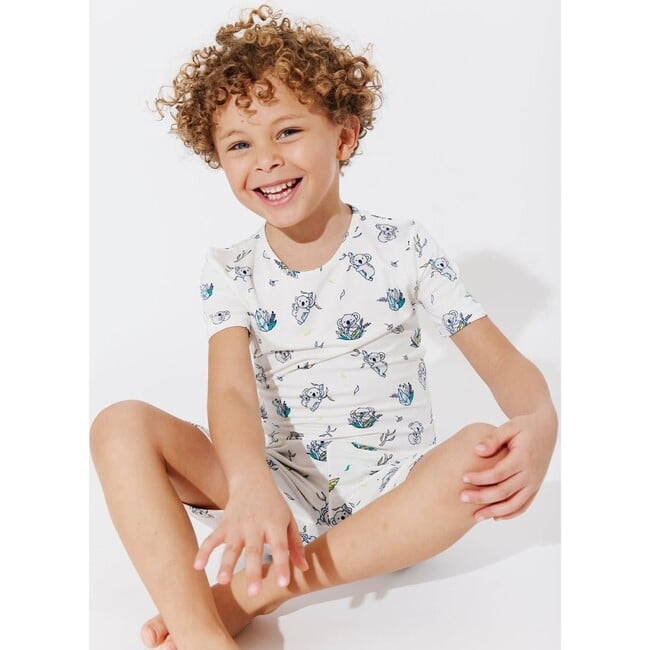 Koala Bamboo Kids Pajama Short Set, White - Pajamas - 4