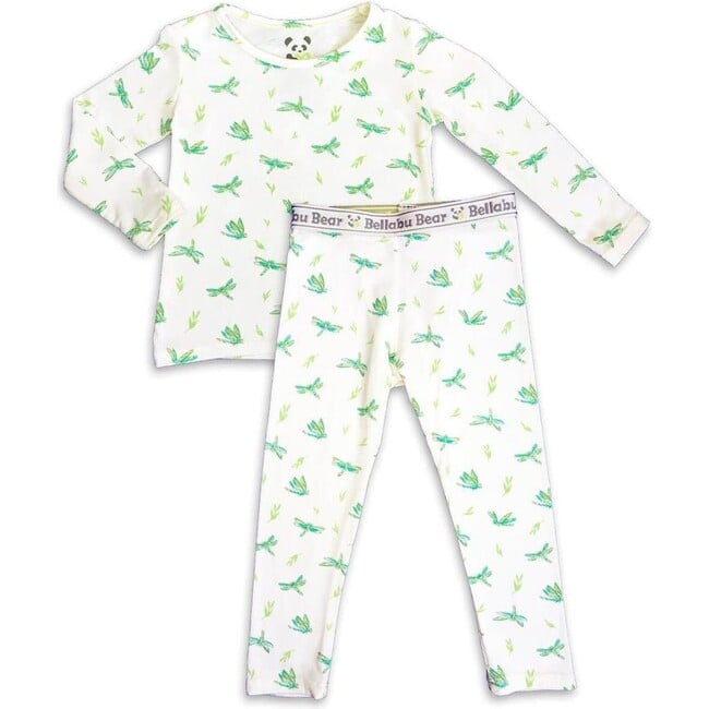 Dragonfly Bamboo Kids Pajamas, White