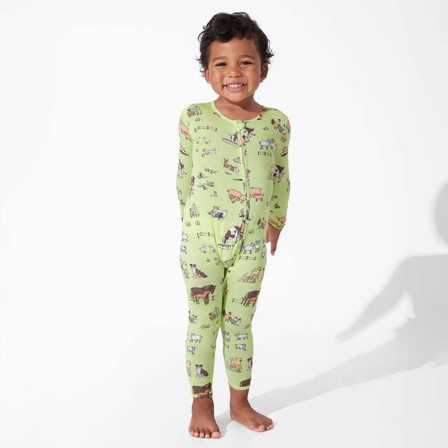 Farm Animals Bamboo Convertible Footie, Green - Footie Pajamas - 7