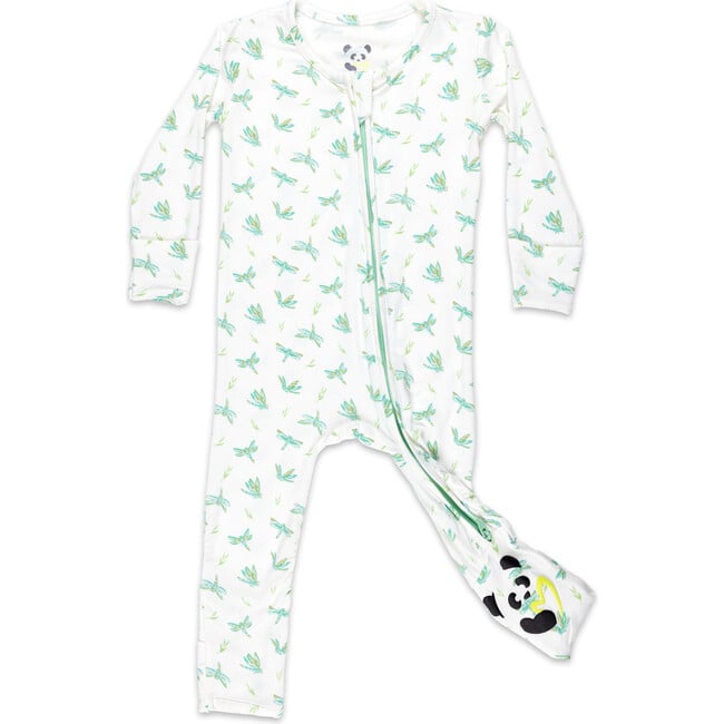 Dragonfly Bamboo Convertible Footie, White