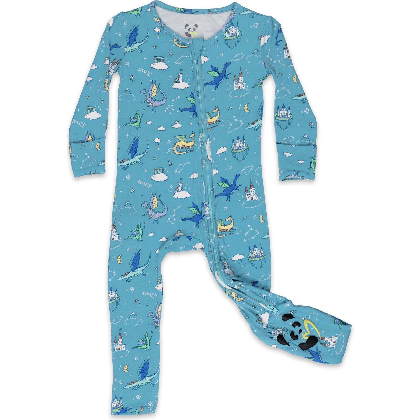 Dragon Dreams Bamboo Convertible Footie, Blue - Footie Pajamas - 1