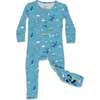 Dragon Dreams Bamboo Convertible Footie, Blue - Footie Pajamas - 1 - thumbnail