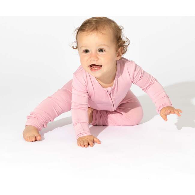 Dusty Rose Bamboo Convertible Footie, Pink - Footie Pajamas - 2